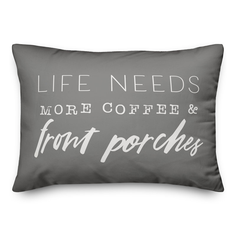 Coussin décoratif intérieur / extérieur en polyester , Gris, H 18 po x l 25 po