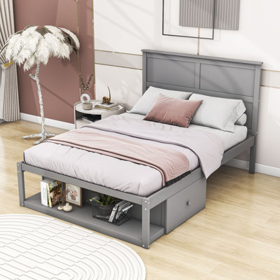 Biorn Full Size 2 Drawers Wooden Platform Bed with Storage Shelf -  Red Barrel StudioÂ®, 35364556BEE4427395B4D34F077EE8A7