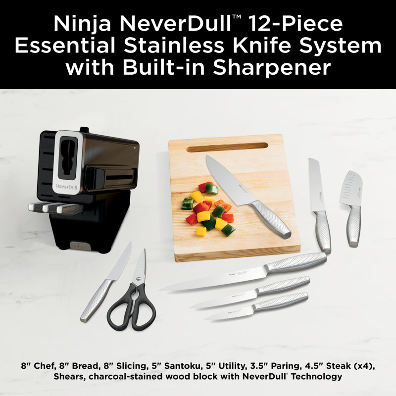 Ninja Ninja NeverDull Essential 12-Piece Stainless Knife System with Built-in Sharpener