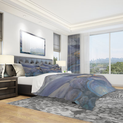 Into the Indigo Stream II - Abstract Duvet Cover Set - Microfiber Polyester