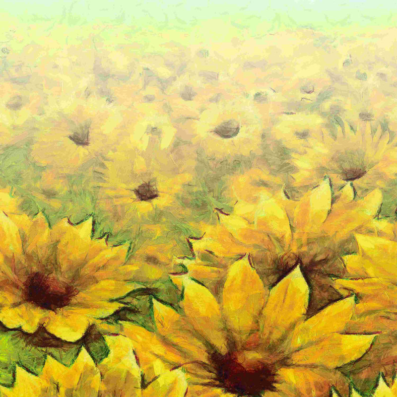 Tournesol - art textuel sur toile tendue, H 12 po x l 12 po