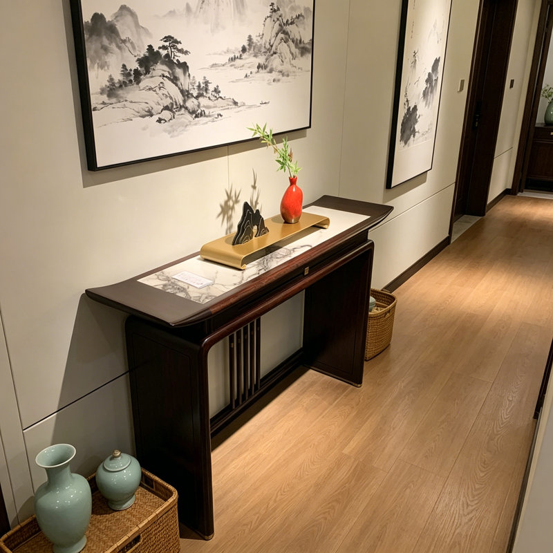 Nouvelle console de style chinois, 35.4" H x 58.3" W x 15.7" D
