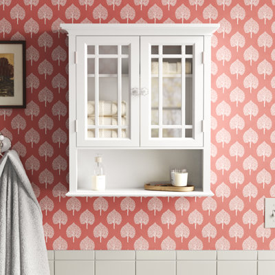 Cardonas Removable Over-The-Toilet Bathroom Wall Cabinet with Glass Doors, Adjustable Shelf & Open Storage