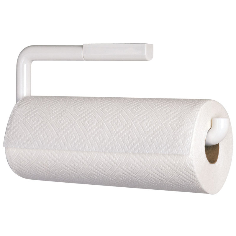 White Plastic Wall-Mounted Paper Towel Holder, 13" x 5"