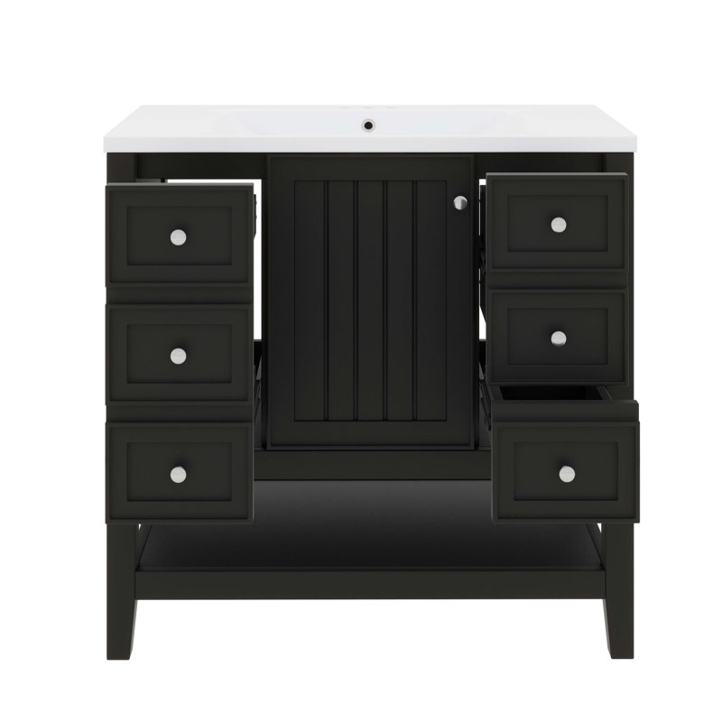 Ensemble de meuble-lavabo 36 po avec armoire et tiroirs 36 po, Noir