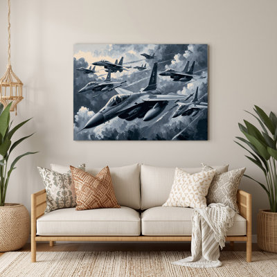 Transportation Military jets and bombers Blue Metal Wall Art