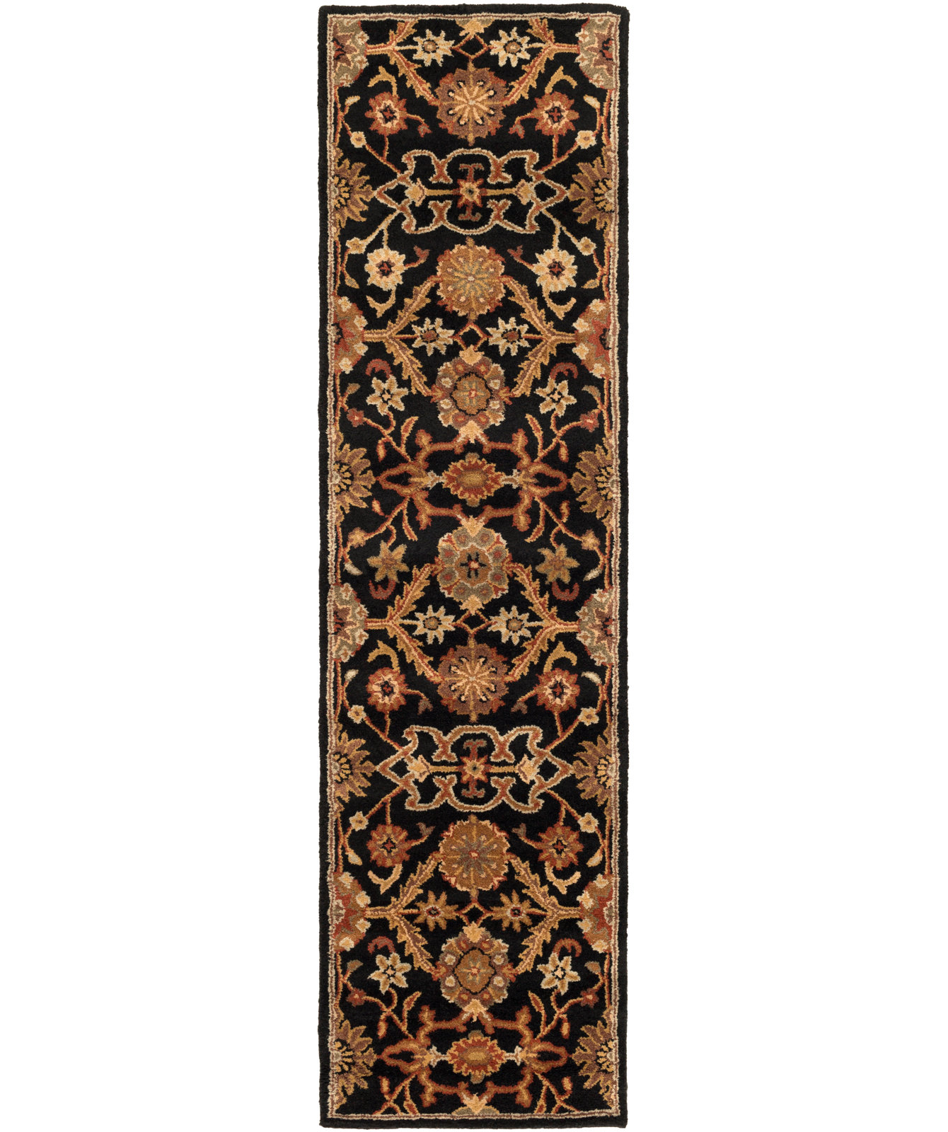 Redwood Hand Tufted Wool Black/Rust Red/Beige Rug, Runner 2'3" x 8'
