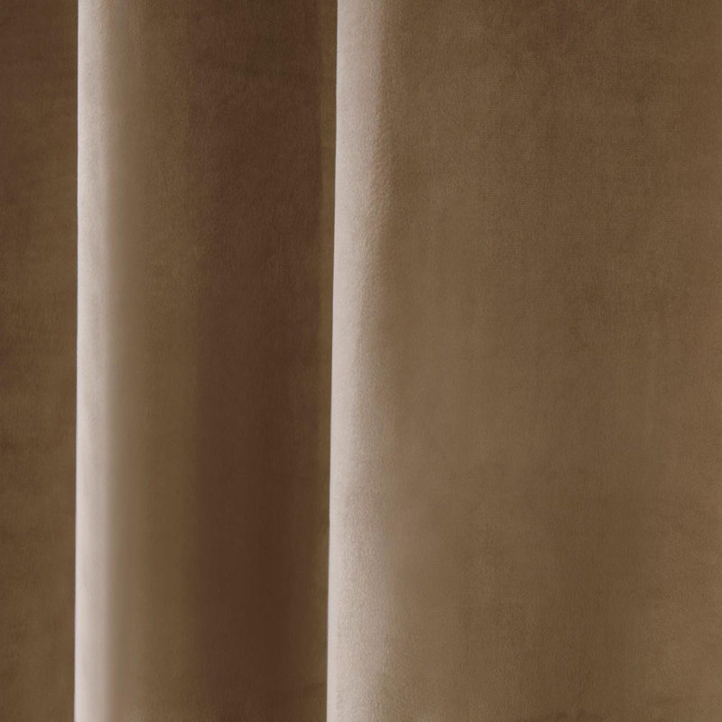 Casa Blackout Ready Made Solid Colour Eyelet Velvet Curtains, 66cm Width x 90cm Drop, Brown
