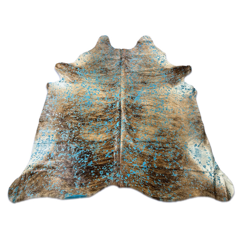 Viscose Turquoise Acid Washed Cowhide Rug