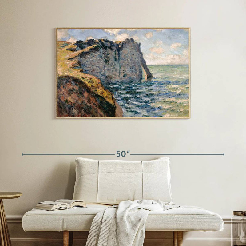 La falaise d'Aval Etretat, Cadre flottant en bois naturel, 40 po x 27 po