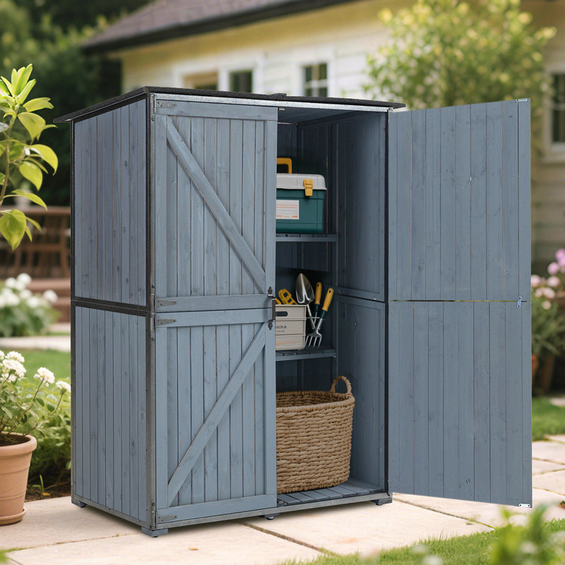 Armoire de rangement extérieure, remise à outils avec structure en métal pour la cour