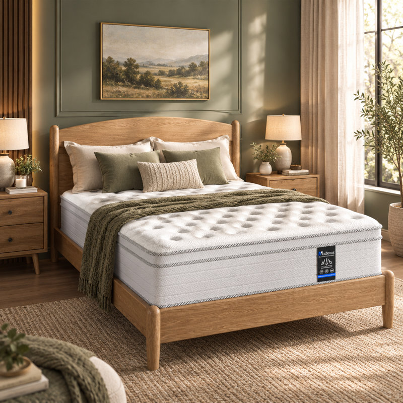 Matelas hybride mi-ferme 12 po / 14 po dans une boîte, 12", Lit double