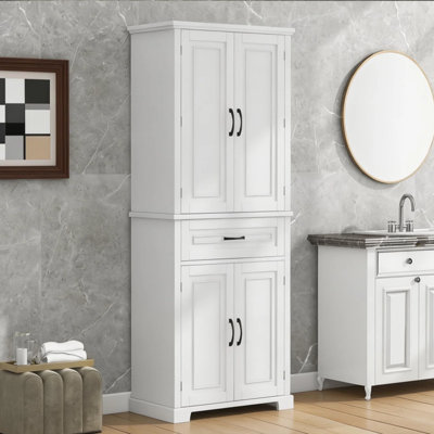 72.2"H Tall Freestanding Bathroom Cabinet with 4 Doors Storage Organizer for Bathroom Laundry Room (White/Grey Options)