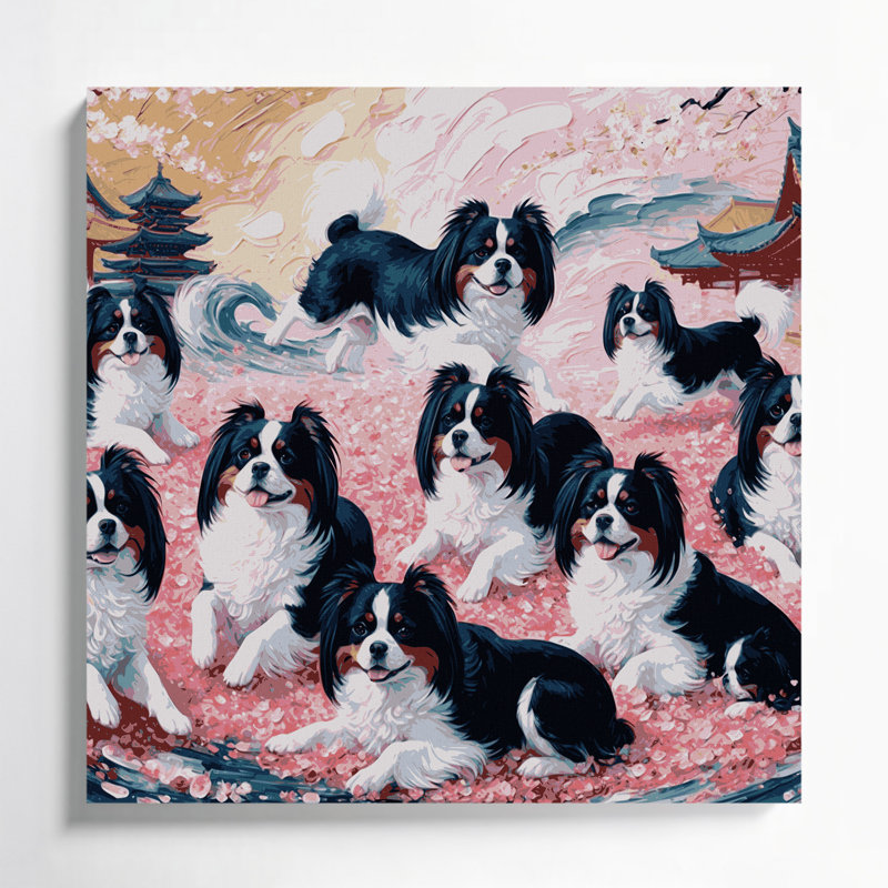 «Dogs Japanese Chin Beige», art mural sur toile, H 12 po x l 12 po