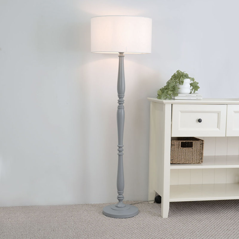 Arialdo 157cm Traditional Floor Lamp, Matte Grey, White
