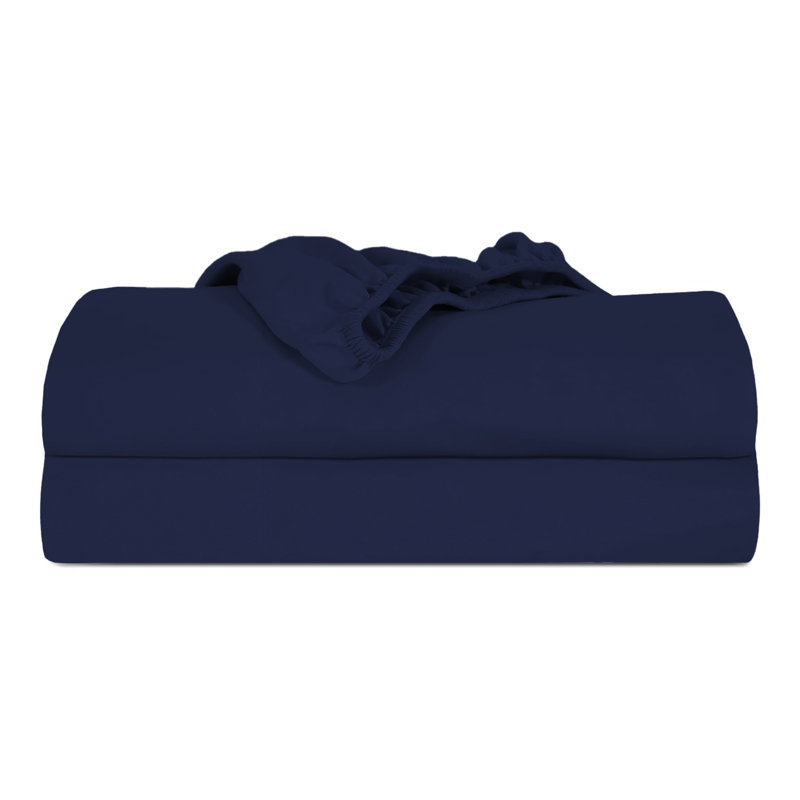 Ultra Soft 200 Thread Count Microfiber Fitted Sheet, Double (4'6), Navy