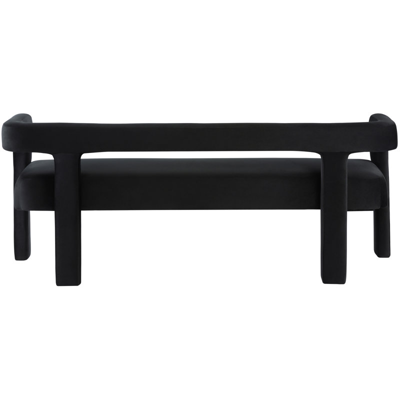 Velvet Upholstered Bench, Black Velvet