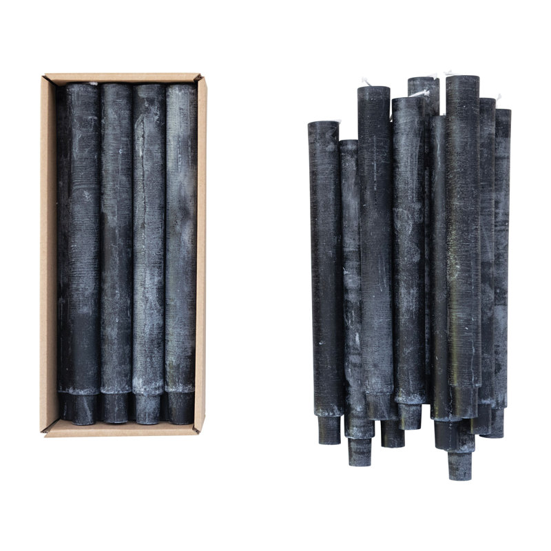 Bougie conique non parfumée avec porte-paraffine, Noir