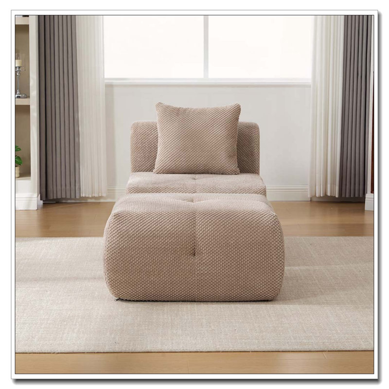 Ensemble de chaises d'appoint modulaires sans accoudoirs avec repose-pieds Cloud, Polyester taupe