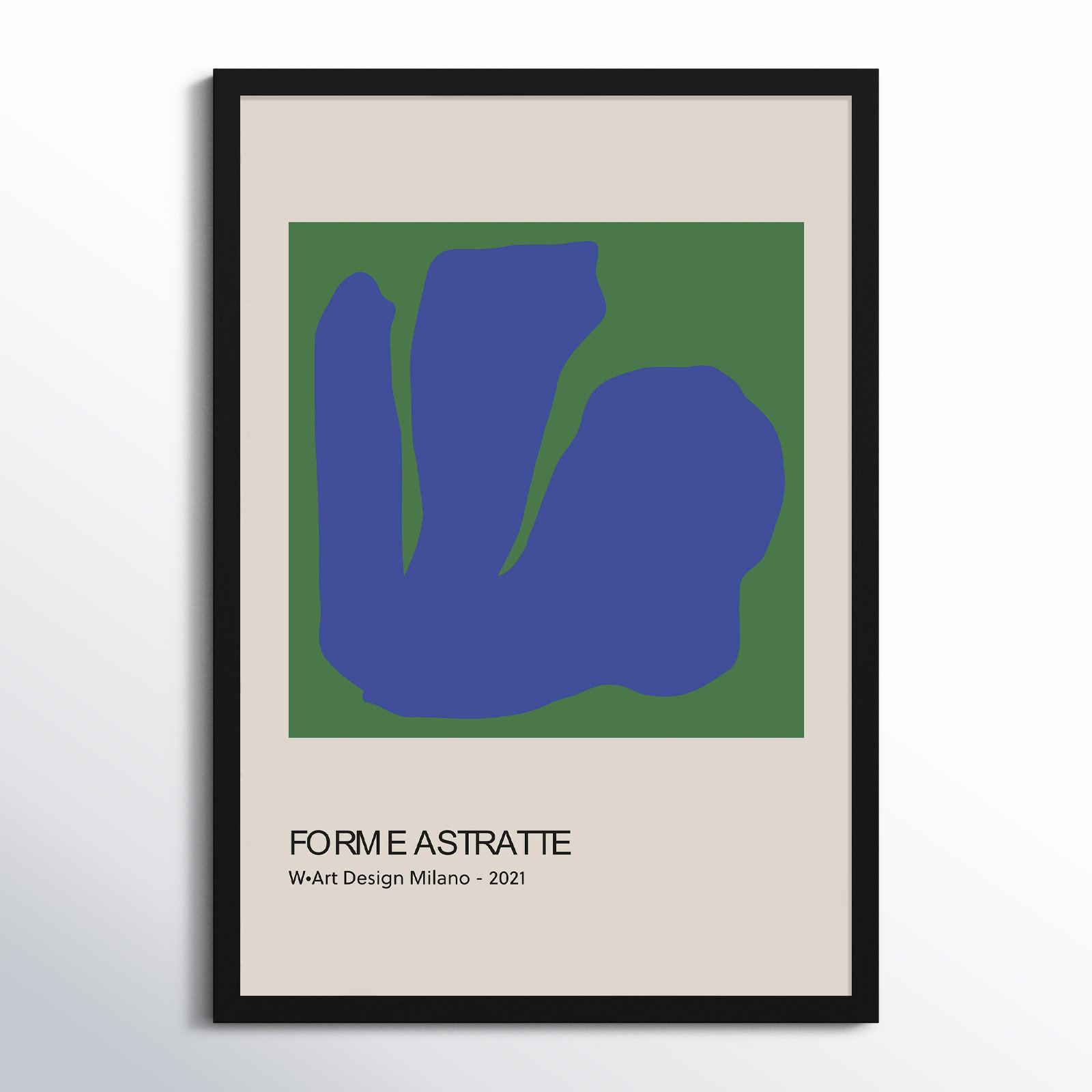 Forme Astratte Blue & Green by Romina Gadler, 38" H x 26.5" W x 1.25" D, Black Framed Paper