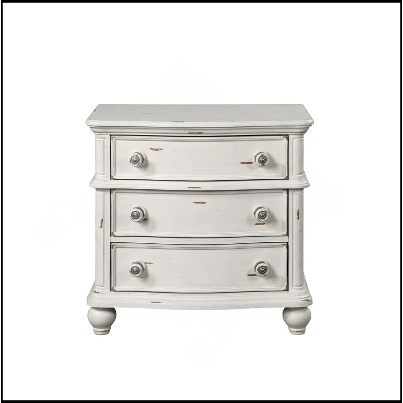 Table de chevet au fini blanc antique