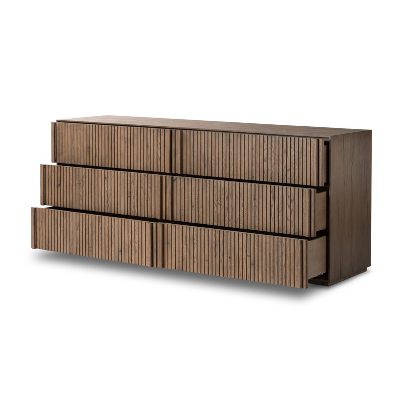 Jaxin 75'' W 6 - Drawer Dresser, Rustic Gray