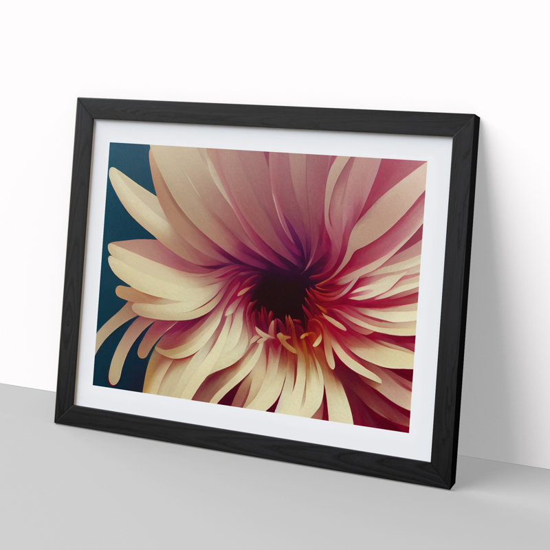 Lively Flower - Single Picture Frame Print, Black, 46cm H x 64cm W x 2cm D