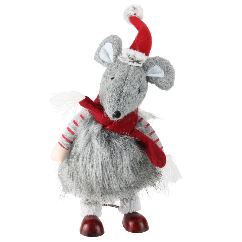 Figurine de Noël 12 po grise et rouge