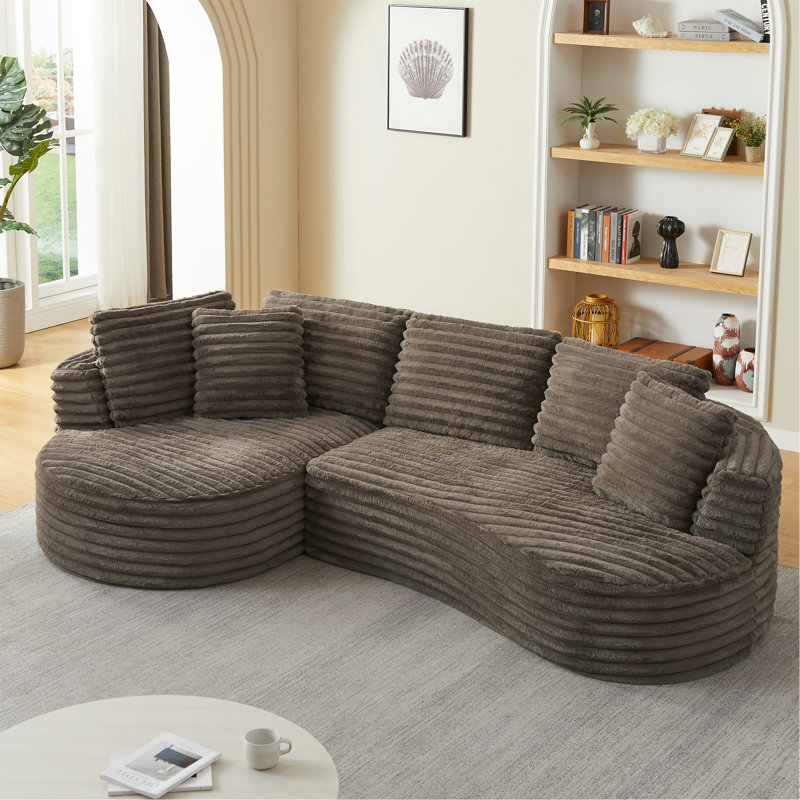 Canapé modulaire surdimensionné en forme de L de Boneless, Marron foncé