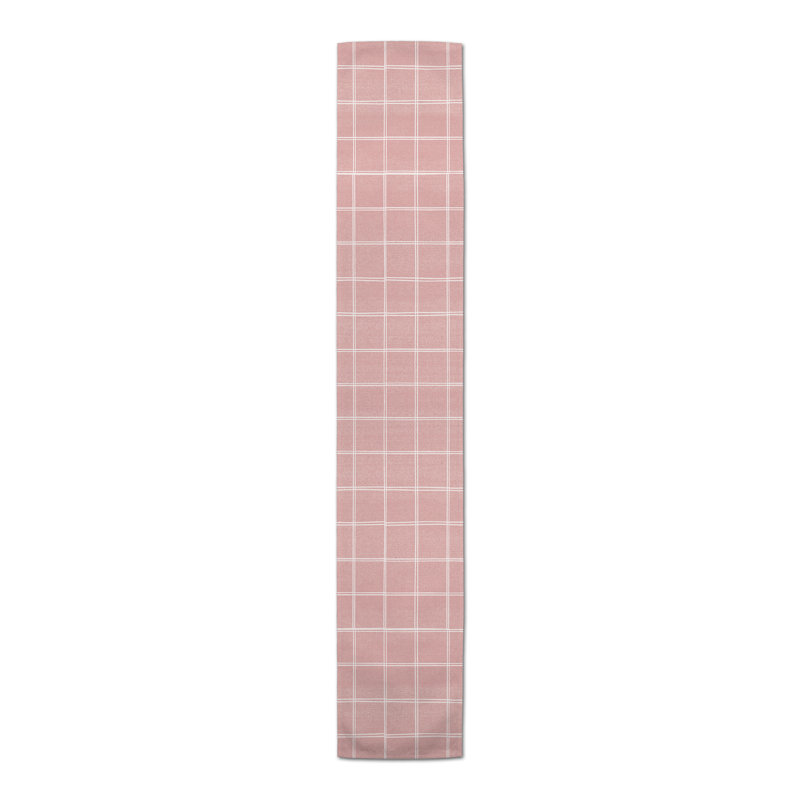 Chemin de table en lin à carreaux vert 4, Rose, L 72 po x l 16 po