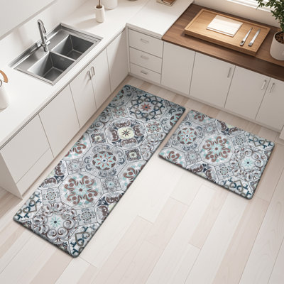 Alishia Anti-Fatigue Non-Skid Memory Foam Waterproof Kitchen Mat (Set of 2)