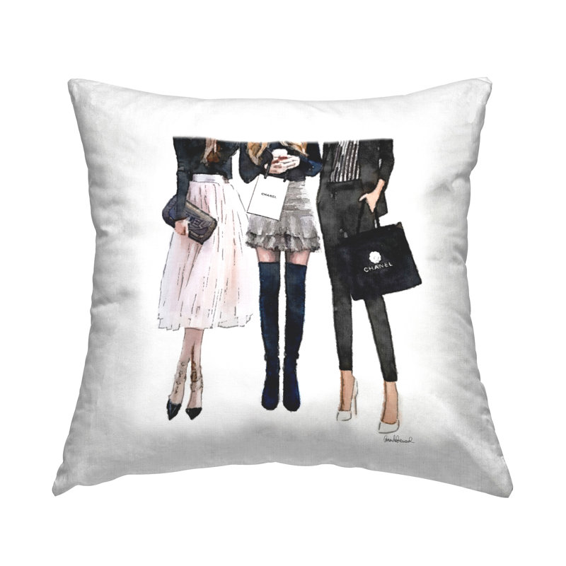 Coussin Stupell Industries Fashion Model Girls Glam Upscale Brands