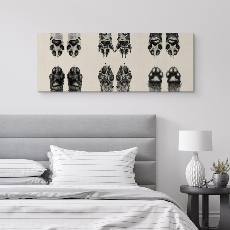 Animals " Dog & Cat Paw Prints Minimalist Vintage Illustrations Modern Art Decor Bohemian Multicolor "