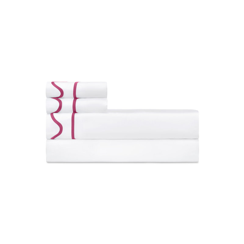 Amalfi Sateen Sheet Set, California King Sheet Set, White/Bri Pink