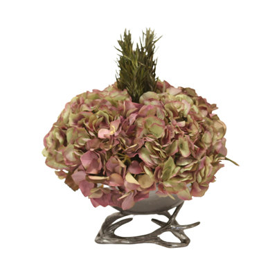 Arrangement floral d'hortensias en pot