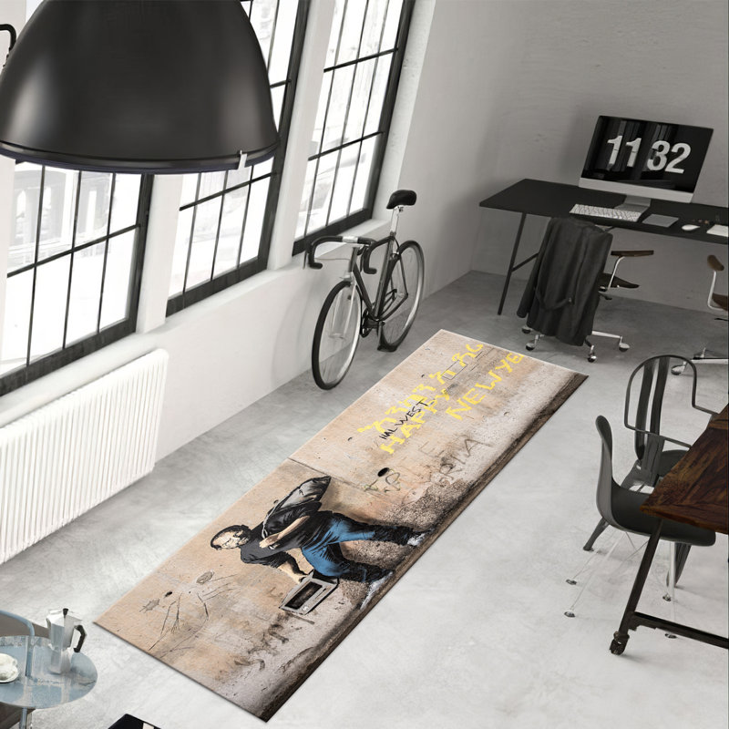 Non Woven Thin Printed Rug Featuring Elegant Floral Motifs in Neutral Tones Perfect for Adding Subtle Style to Any Room Decor