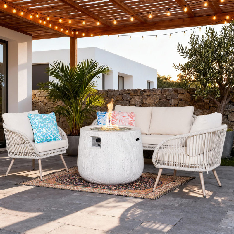 Perris 4-Person Outdoor Seating Seating Group With Cushions