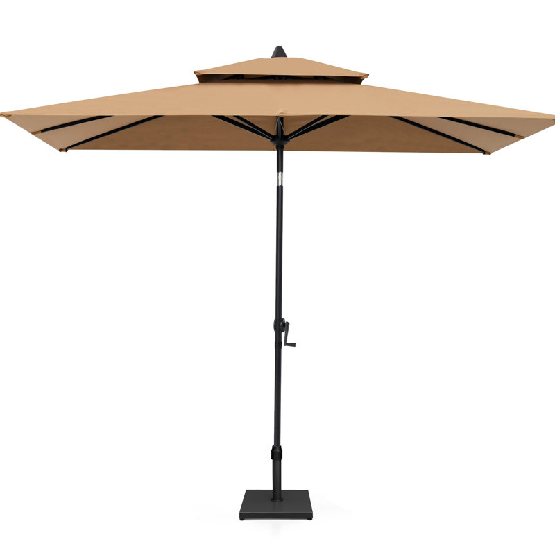 Parasol de marché rectangulaire 59 po x 106 po, base lestée incluse, Tanné