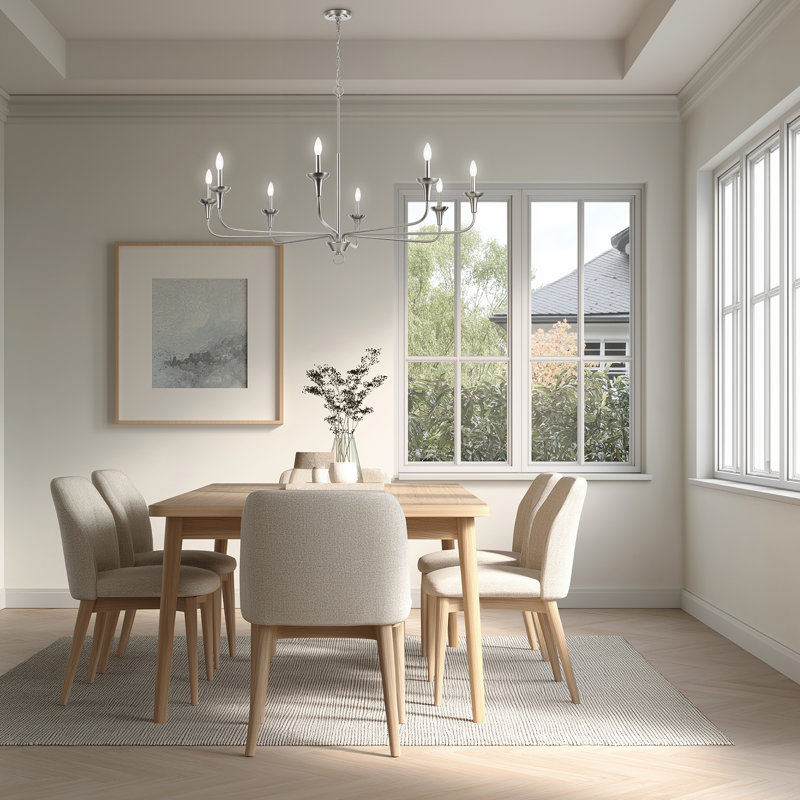 Lustre moderne à 8 lumières Capella, Nickel brossé, 8 lumières