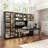Aniyaha Black Office/Study Combination Set(Including Computer Desk,Writing Desk,Combination Bookcase)