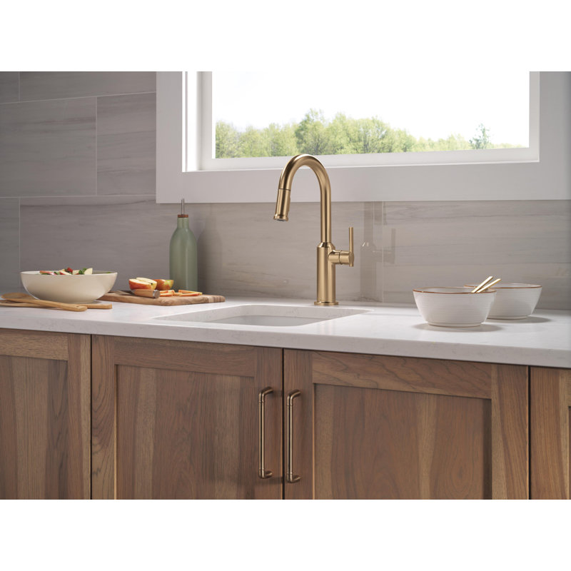 Single Handle Pull-Down Bar/Prep Faucet, Lumicoat Champagne Bronze
