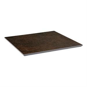 24 po x 24 po, plateau de table en pierre frittée brun foncé avec une finition texturée subtile, utilisation intérieure / extérieure