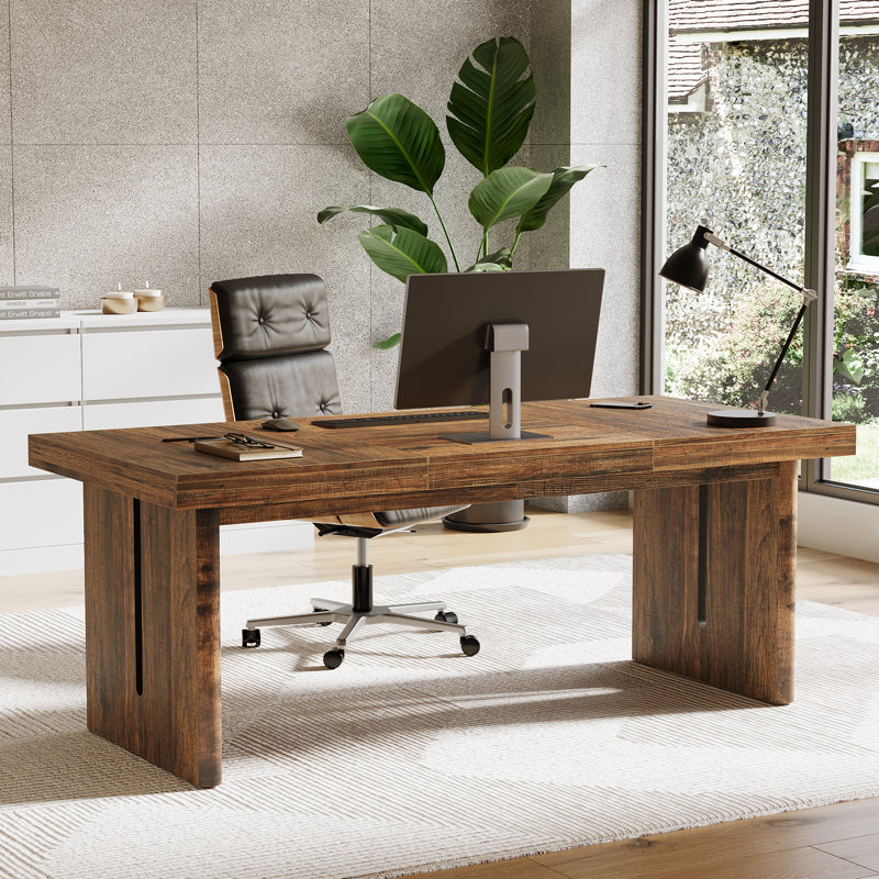 Bureau de direction de 70,9 po de long, grand bureau d'ordinateur pour bureau à domicile