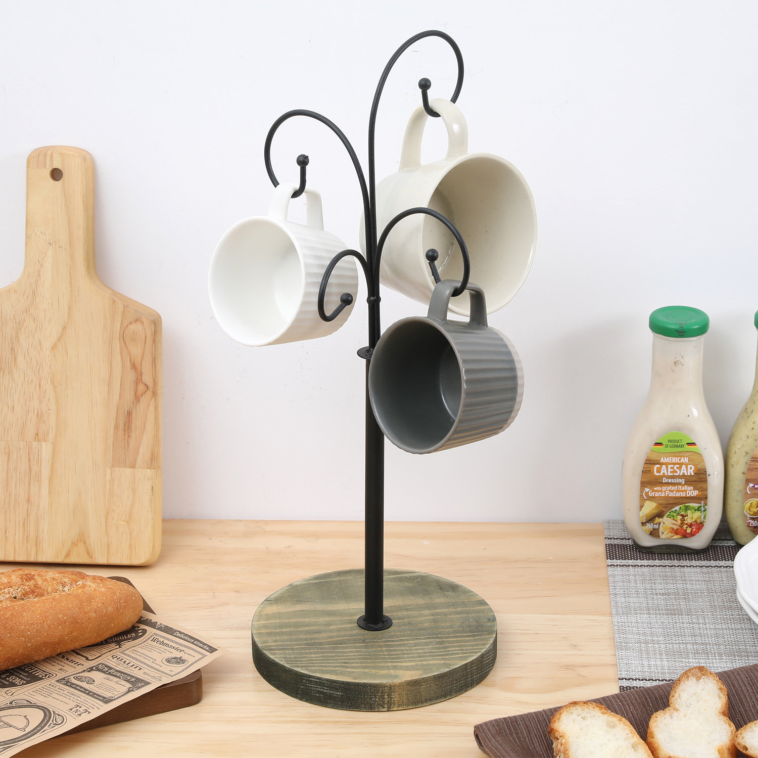 Curved Tree 4 Arm Metal Kitchen Stand Cups and Mugs Holder