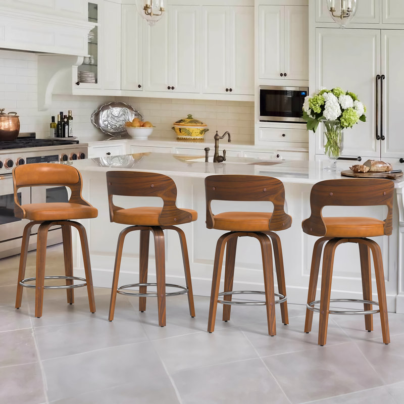Carylon Swivel Upholstered Counter Stool, Whiskey Brown