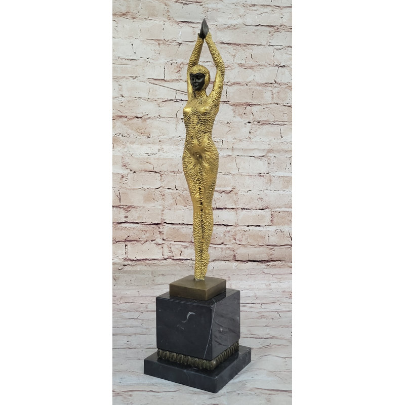 Art Deco Bronze Chiparus Starfish Dancer Etoile La Mer Statue Sculpture Figure Gold 19" x 5"