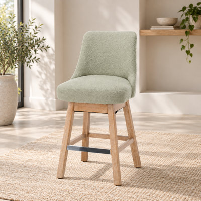 Ensemble de tabourets de bar pivotants à 360 °, 2 tabourets à hauteur de comptoir de 26 po avec dossier, tissu moderne rembourré, vert