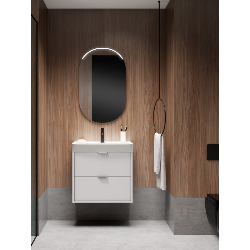 Meuble-lavabo mural 24 po avec lavabo, Chrome, Blanc