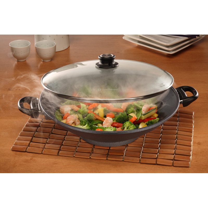 Swiss Diamond 14" Induction Non-Stick Alumimum Wok with Lid