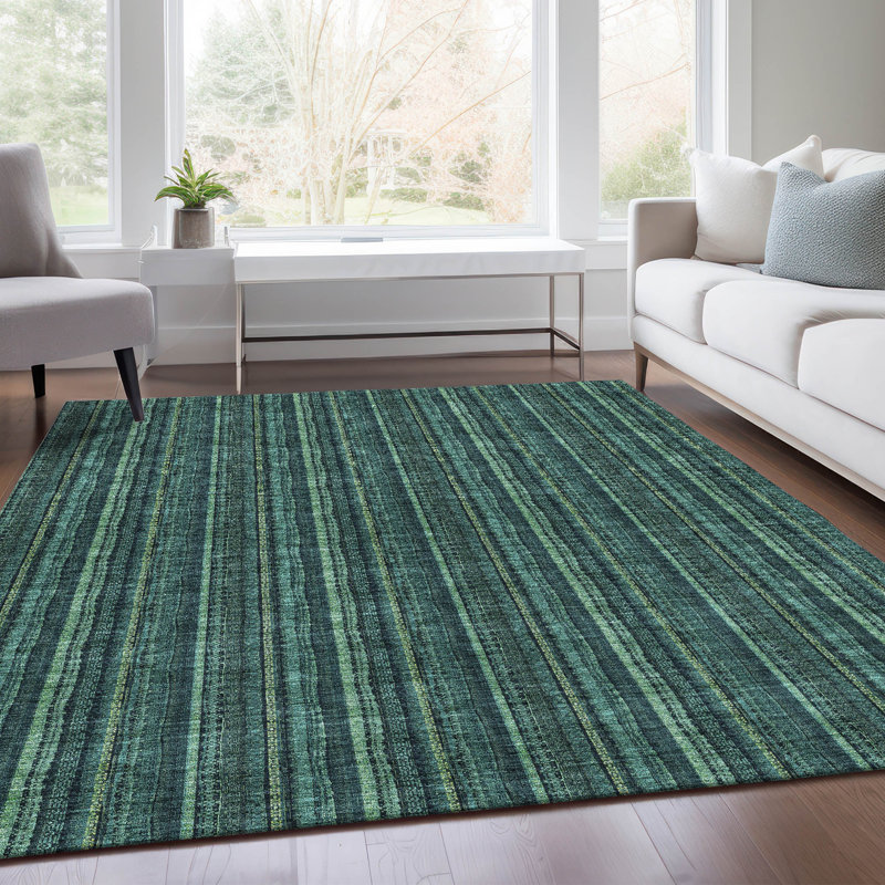 Premium Machine Washable Prisco Teal Rug, Rectangle 3' x 5'